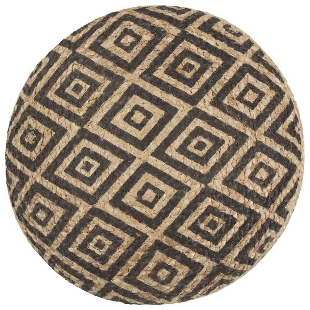Pouffe Footstool Black Braided Jute 45 x 30 cm Handmade EPS Foam Filling
