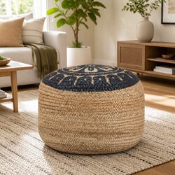 Braided Jute Handmade Pouffe Footstool for Comfort
