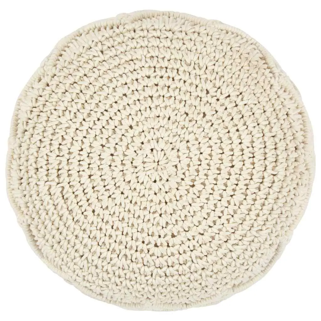 Macrame Pouffe Footstool Handmade Cotton Round Pouf Boho 45x30cm