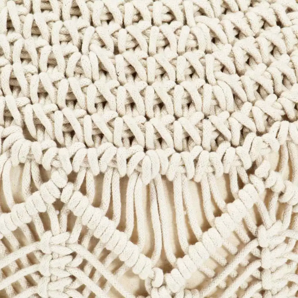Macrame Pouffe Footstool Handmade Cotton Round Pouf Boho 45x30cm