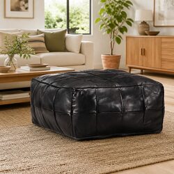 Modern Black Pouffe Footstool for Cozy Living Spaces