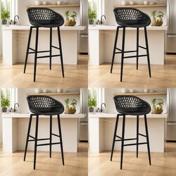 Set of 4 Black Bar Stools for Comfort and Style