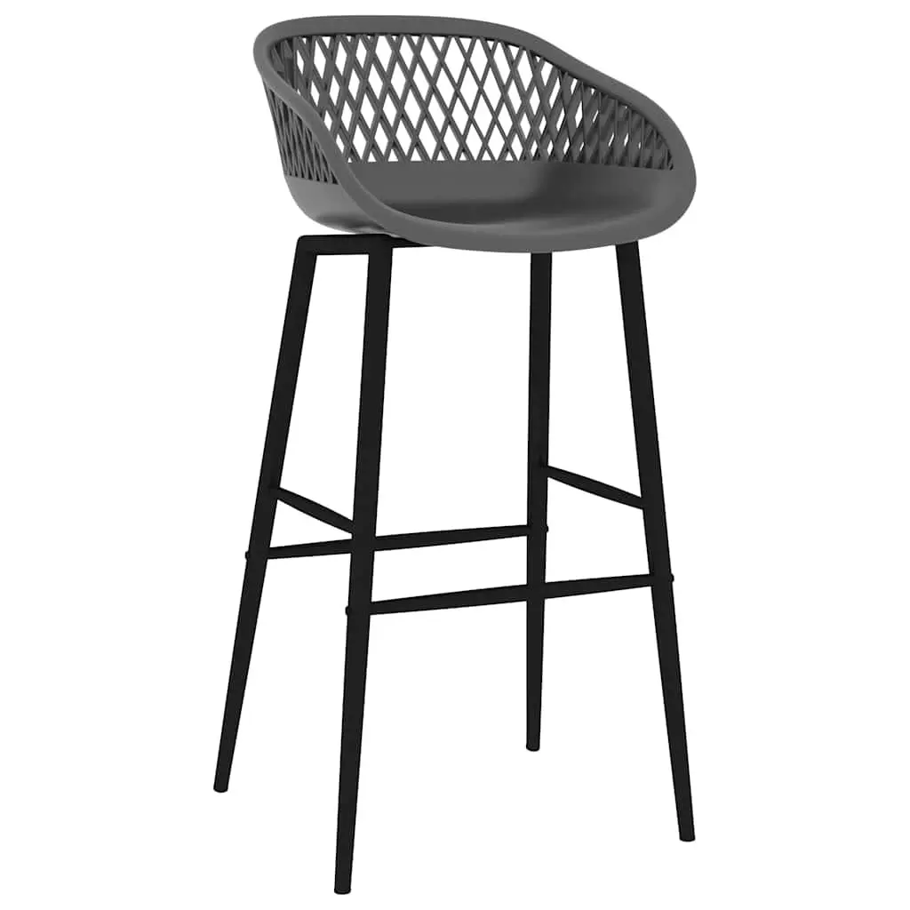 Set of 4 Grey Mesh Backrest Bar Stools
