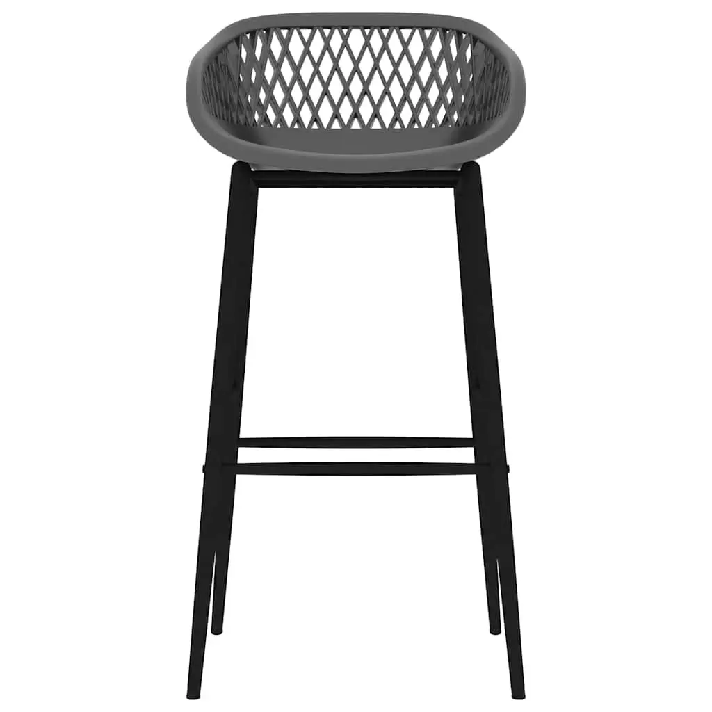 Set of 4 Grey Mesh Backrest Bar Stools