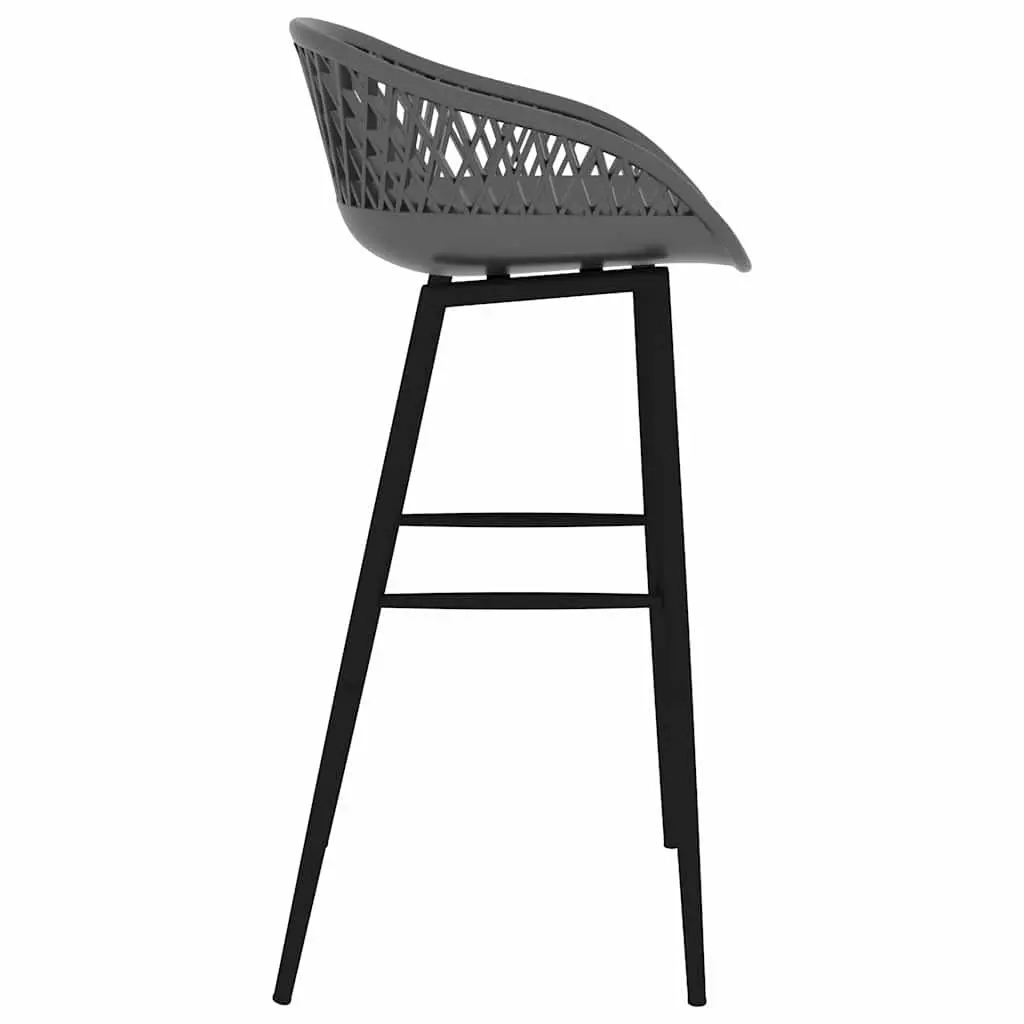 Set of 4 Grey Mesh Backrest Bar Stools