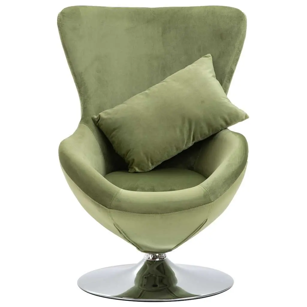 Swivel Egg Chair Green Velvet Upholstered Armchair 360 Degree