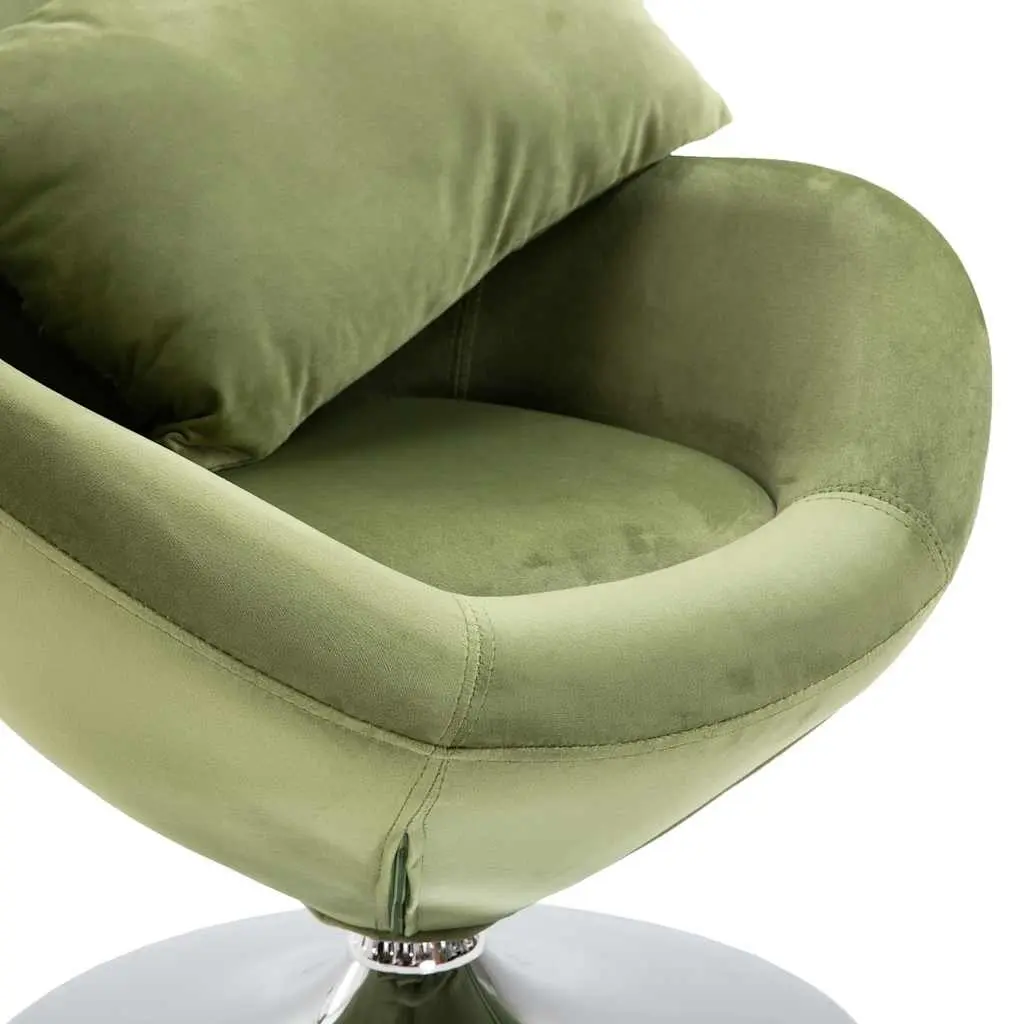 Swivel Egg Chair Green Velvet Upholstered Armchair 360 Degree