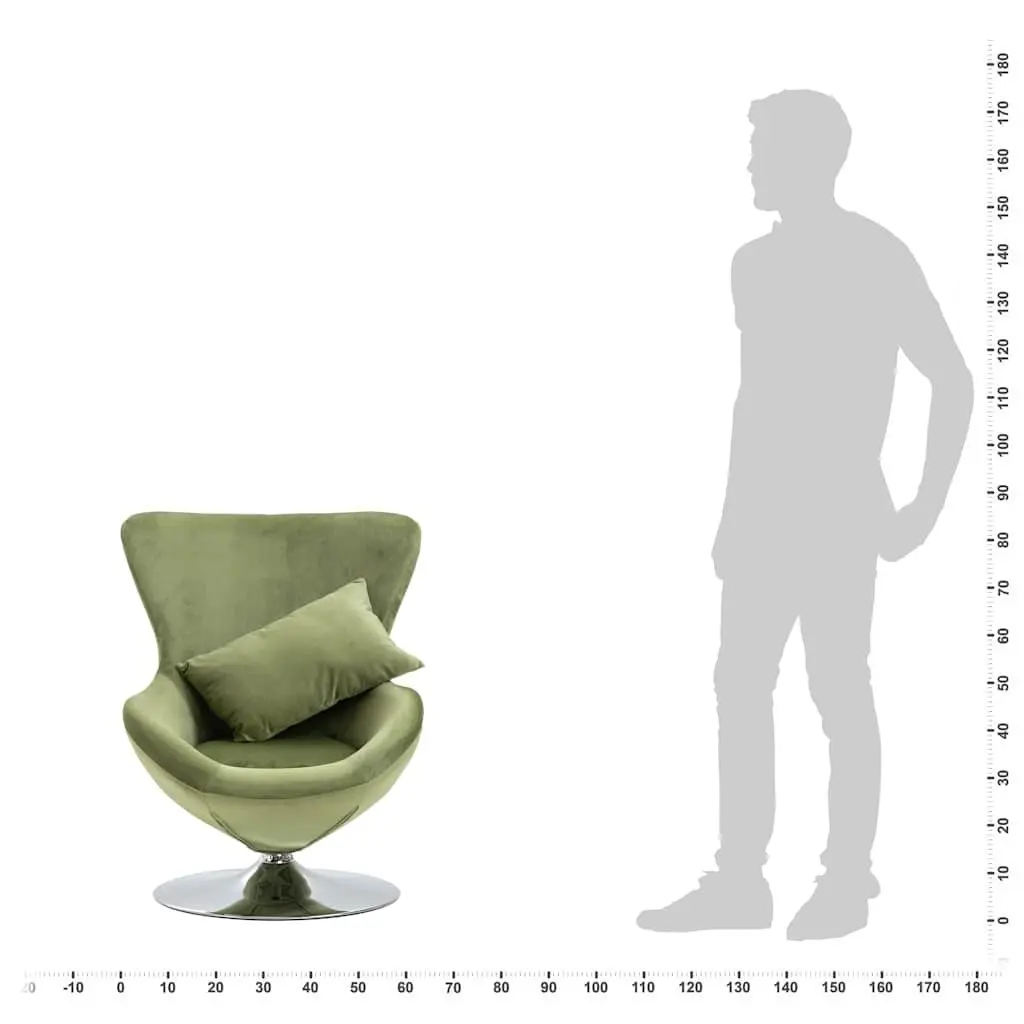 Swivel Egg Chair Green Velvet Upholstered Armchair 360 Degree