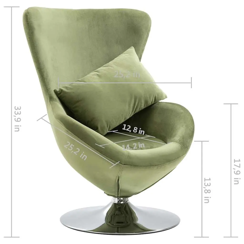 Swivel Egg Chair Green Velvet Upholstered Armchair 360 Degree