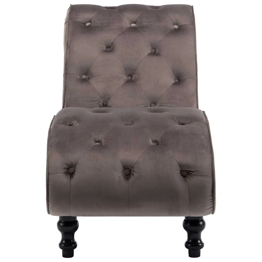 Chaise Lounge Grey Velvet Accent Chair Scrolled Design Button Tufted Bedroom