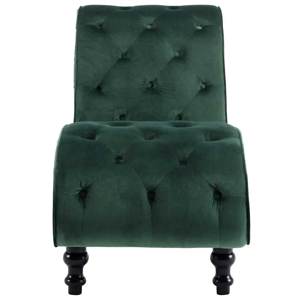 Chaise Lounge Green Velvet Accent Chair Scrolled Design Button Tufted
