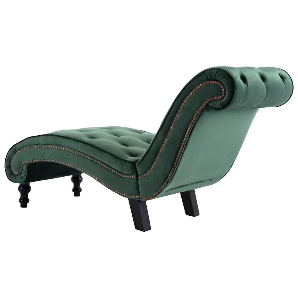 Chaise Lounge Green Velvet Accent Chair Scrolled Design Button Tufted