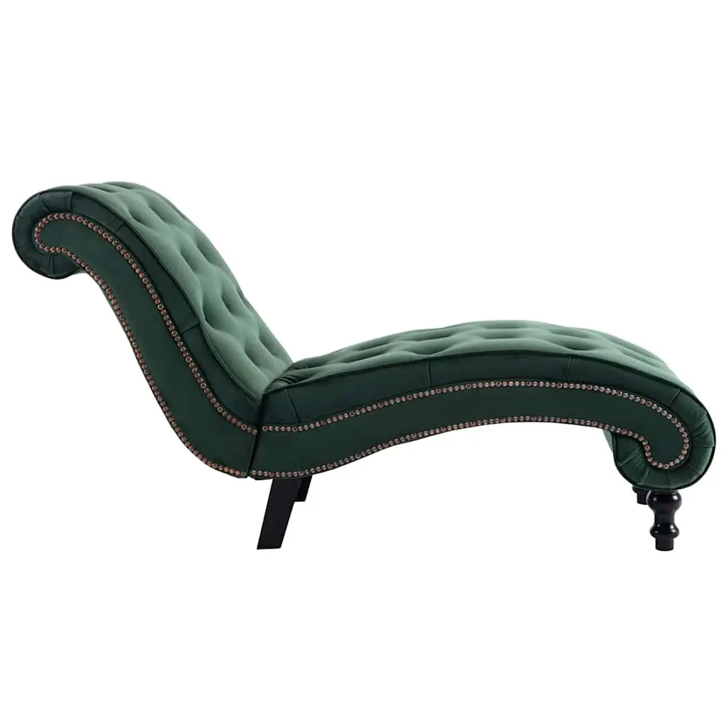Chaise Lounge Green Velvet Accent Chair Scrolled Design Button Tufted