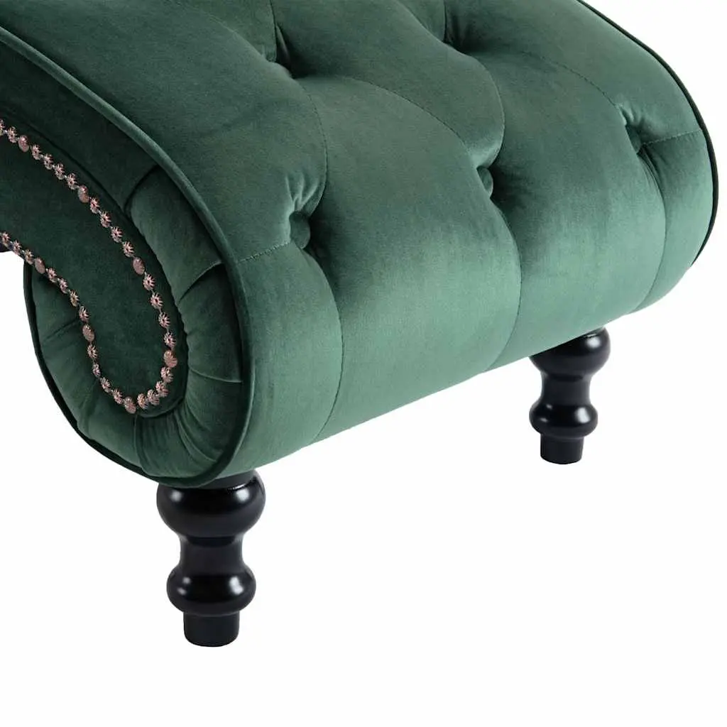 Chaise Lounge Green Velvet Accent Chair Scrolled Design Button Tufted