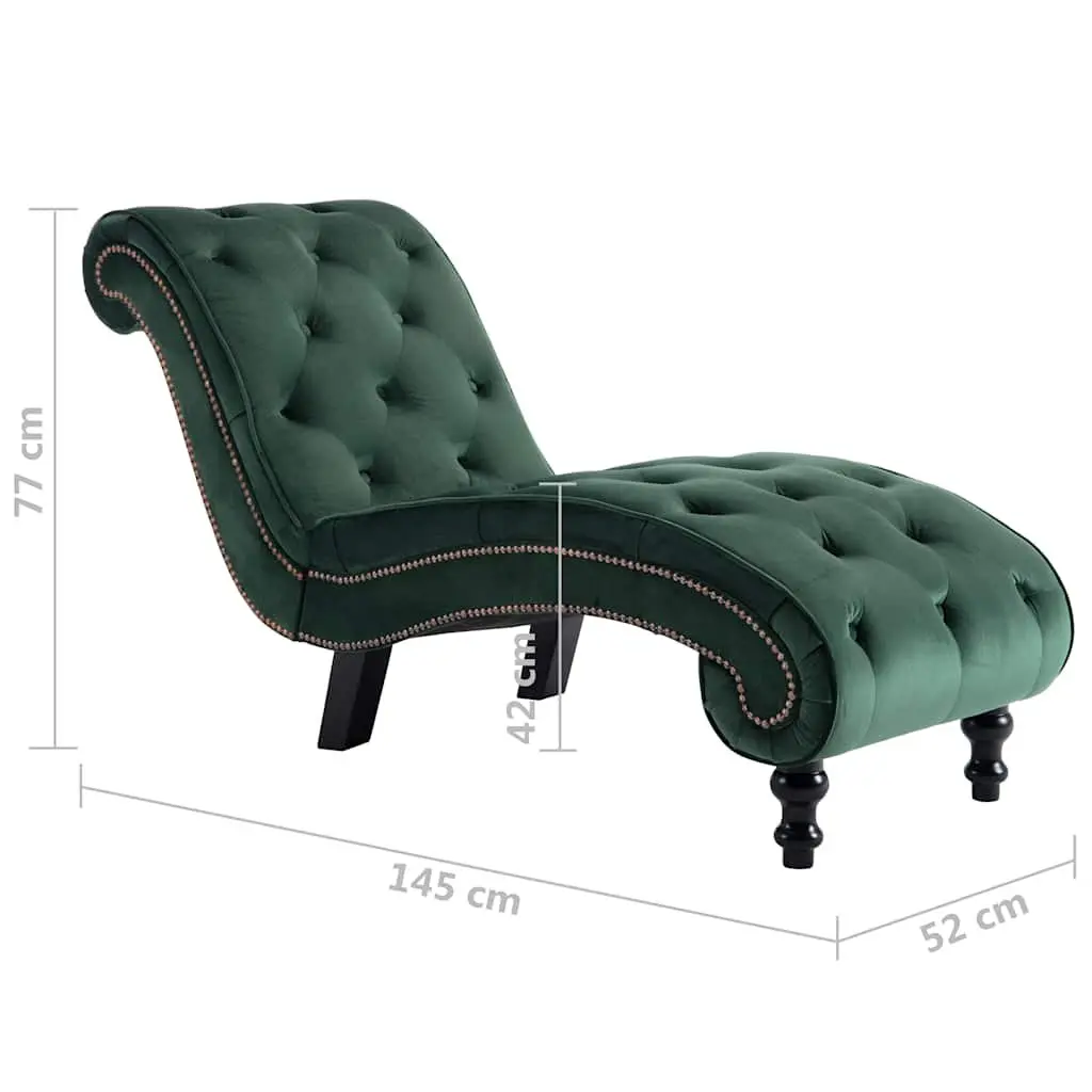 Chaise Lounge Green Velvet Accent Chair Scrolled Design Button Tufted
