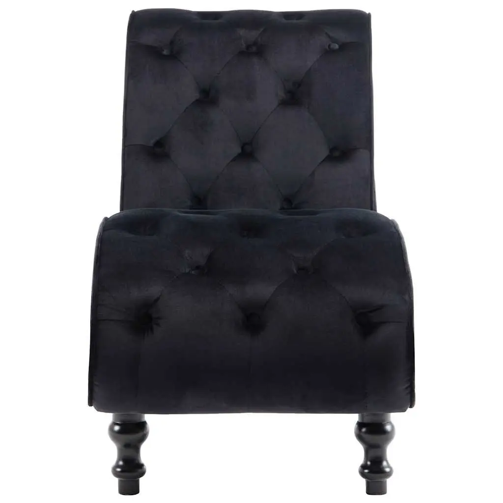 Chaise Lounge Black Velvet Accent Chair Ergonomic Scroll Design Button Tufted