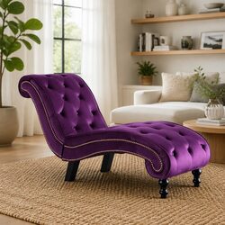 Comfortable Purple Velvet Chaise Lounge for Living Room