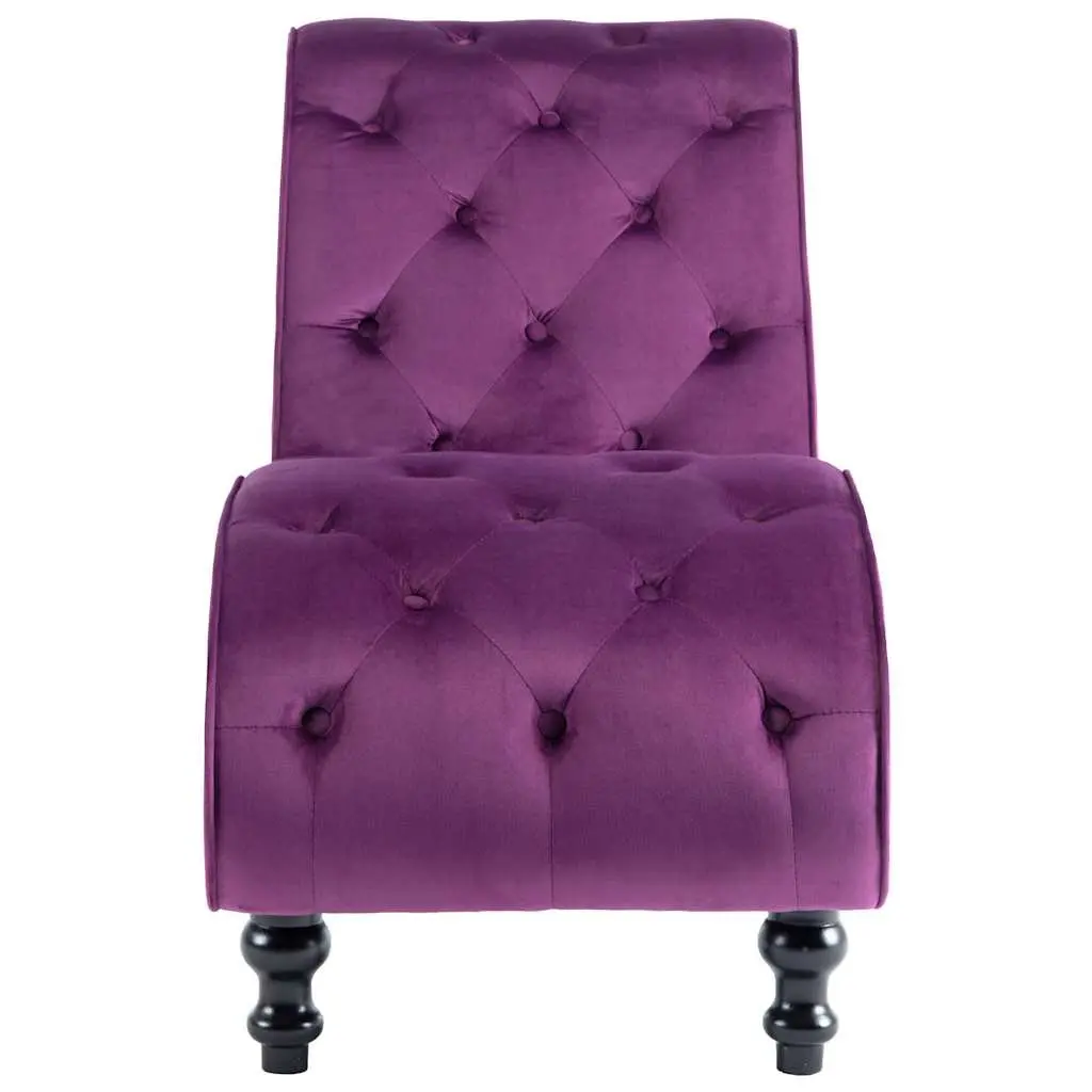 Chaise Lounge Purple Velvet Accent Furniture Ergonomic Support Thick Padding
