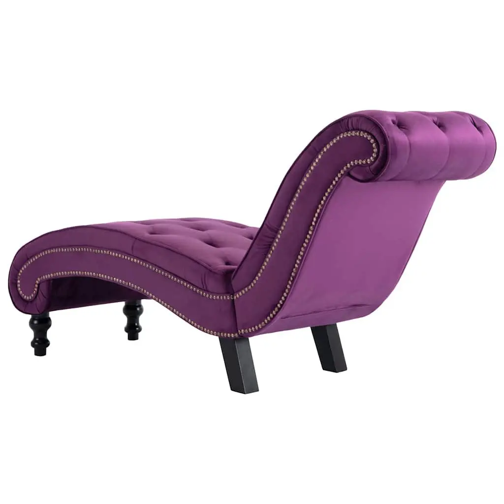 Chaise Lounge Purple Velvet Accent Furniture Ergonomic Support Thick Padding