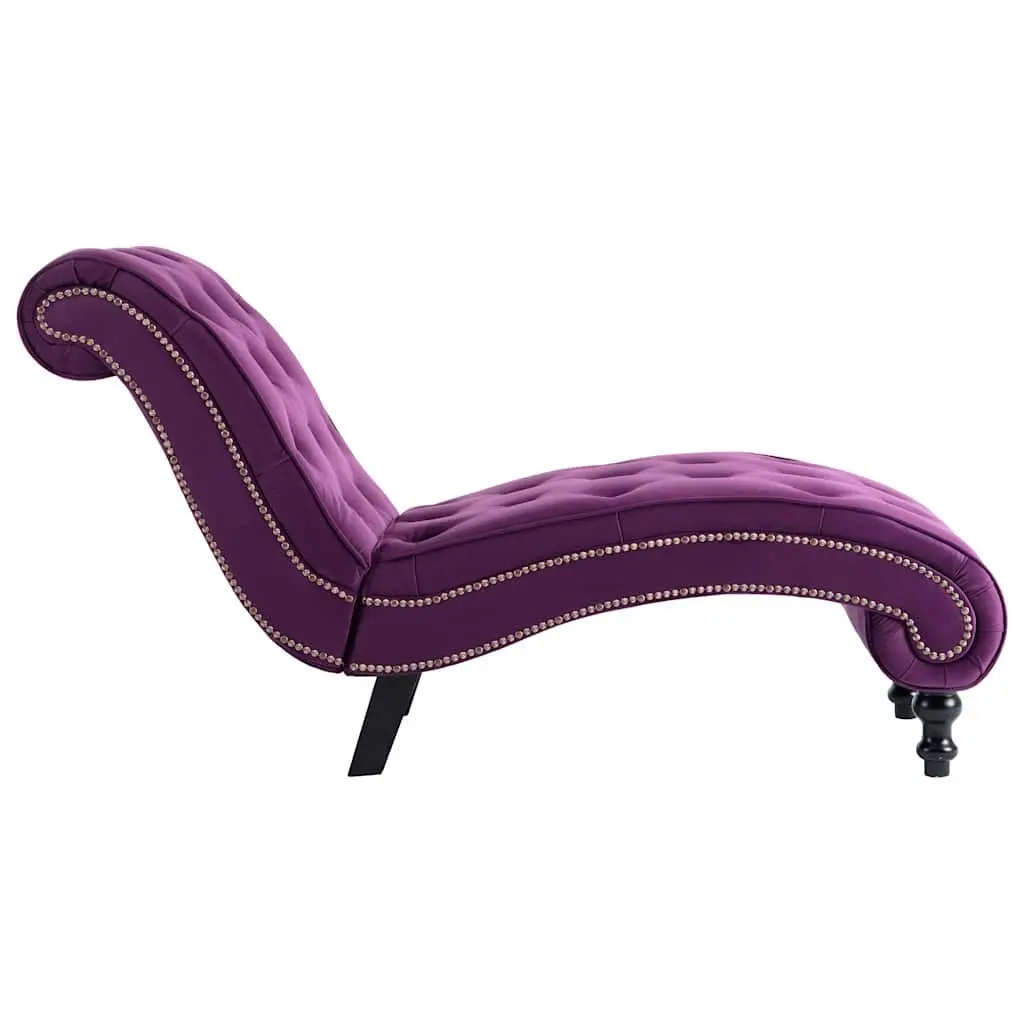 Chaise Lounge Purple Velvet Accent Furniture Ergonomic Support Thick Padding