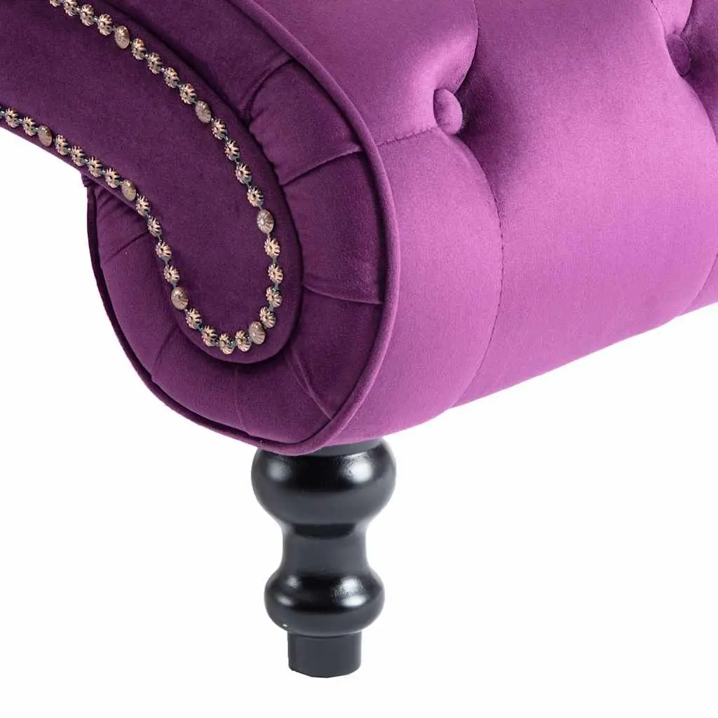 Chaise Lounge Purple Velvet Accent Furniture Ergonomic Support Thick Padding