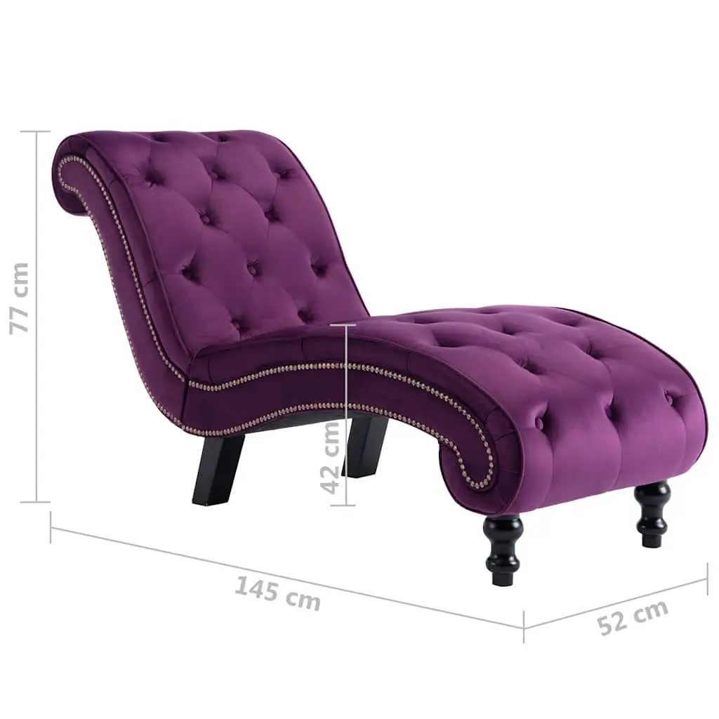 Chaise Lounge Purple Velvet Accent Furniture Ergonomic Support Thick Padding