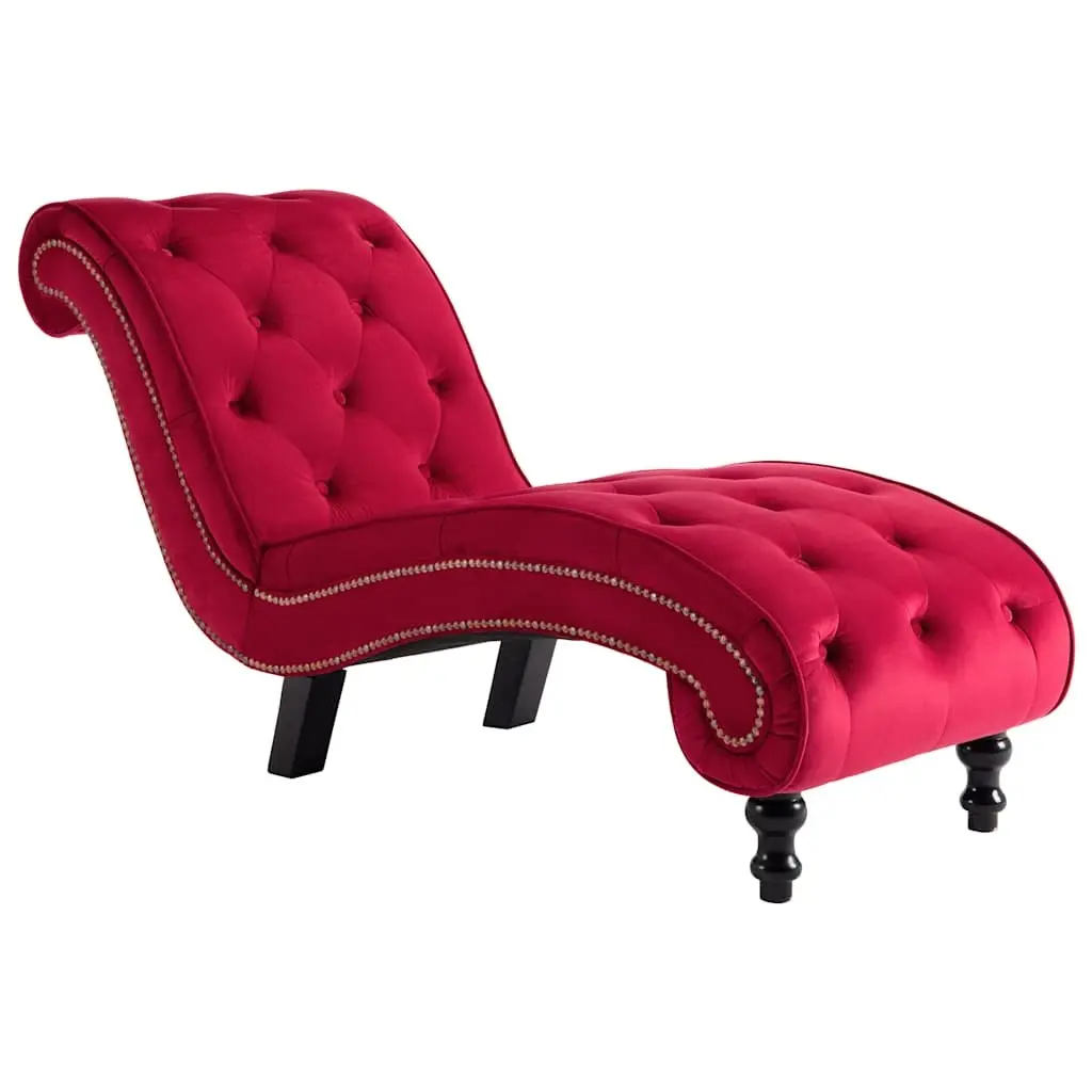 Velvet Chaise Lounge Chair Red Button Tufted Upholstered Accent Furniture