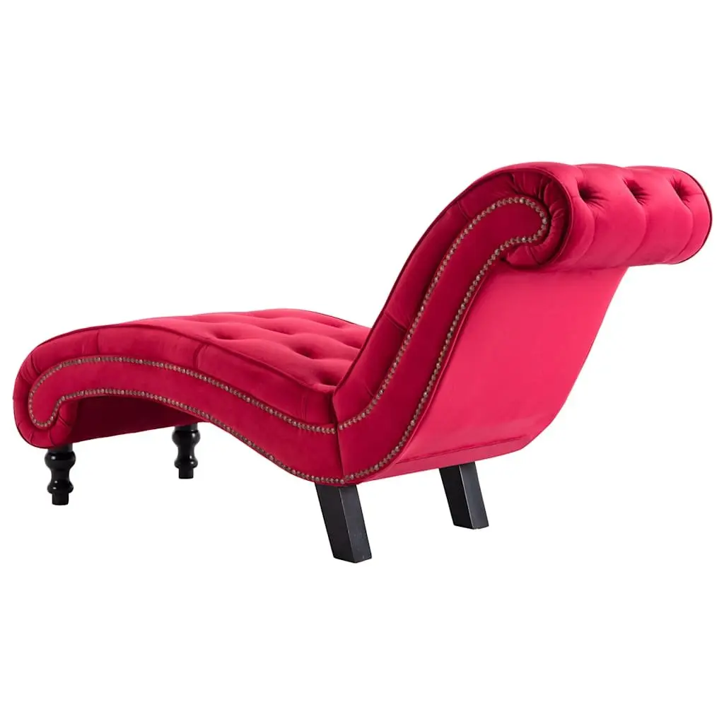 Velvet Chaise Lounge Chair Red Button Tufted Upholstered Accent Furniture