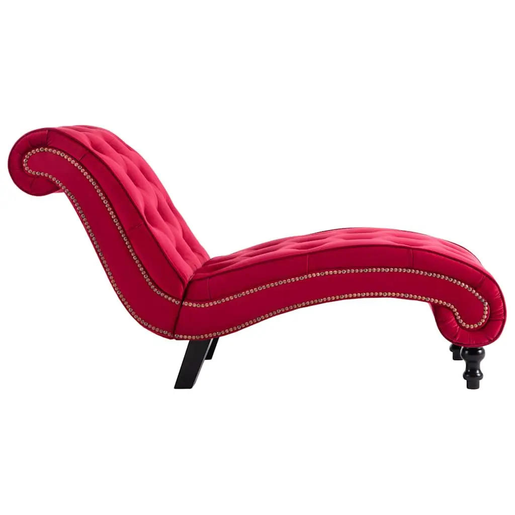 Velvet Chaise Lounge Chair Red Button Tufted Upholstered Accent Furniture