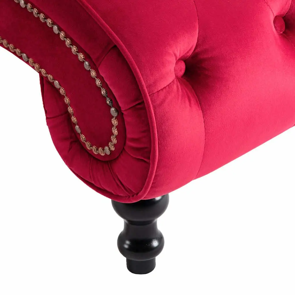 Velvet Chaise Lounge Chair Red Button Tufted Upholstered Accent Furniture