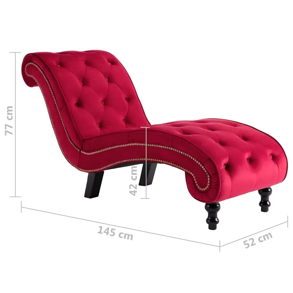 Velvet Chaise Lounge Chair Red Button Tufted Upholstered Accent Furniture