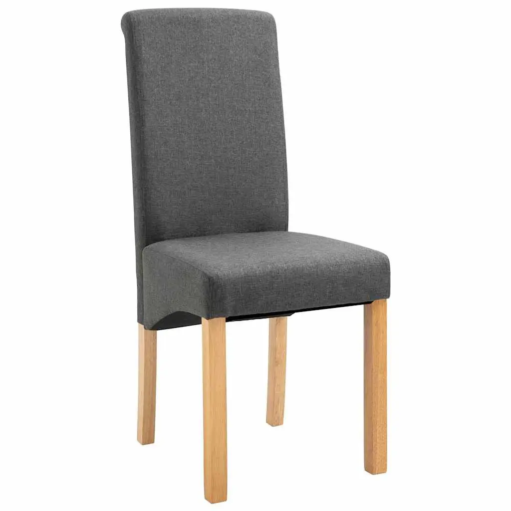 Dining Chairs Grey Fabric Set of 2 Wooden Frame Kitchen Living Room Seating