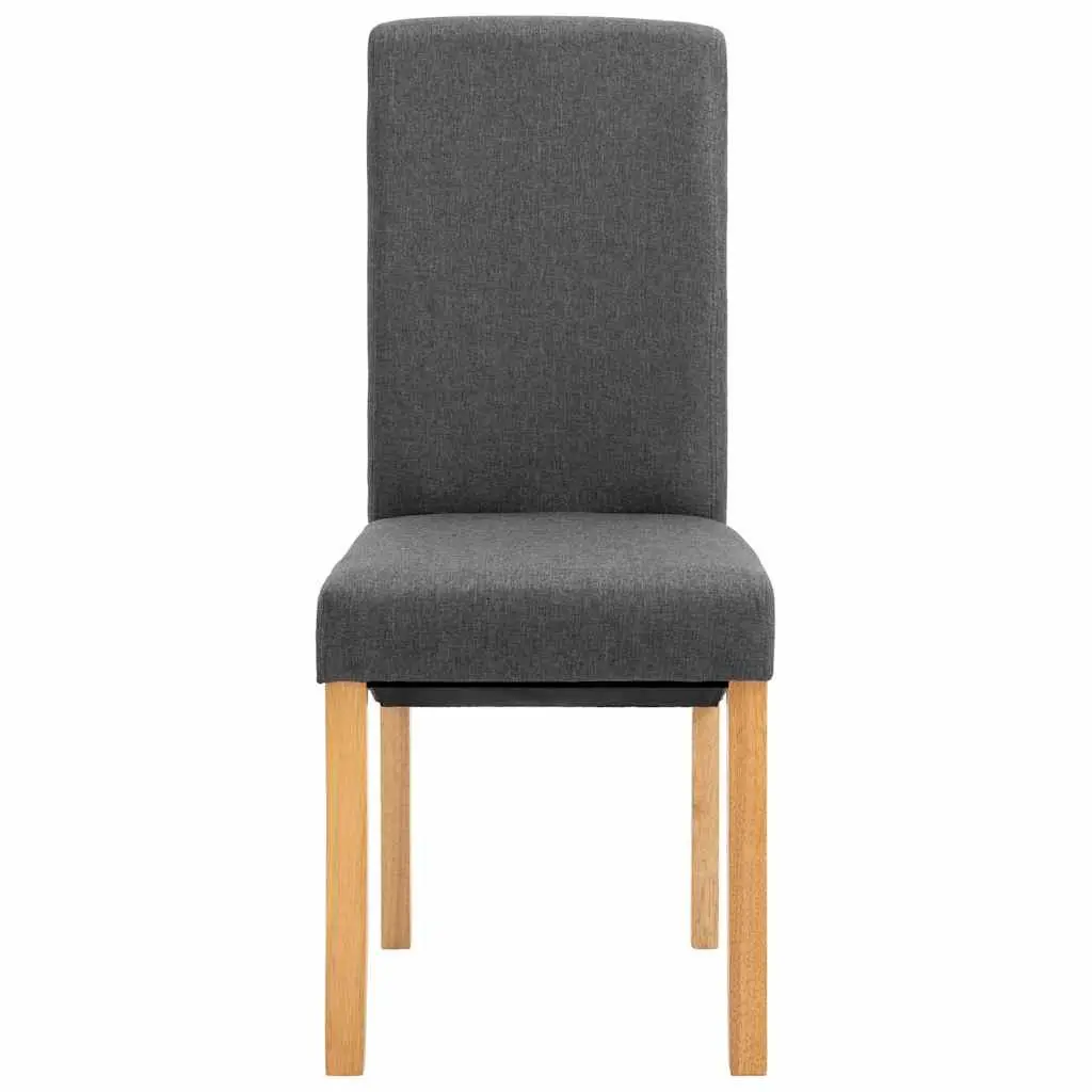 Dining Chairs Grey Fabric Set of 2 Wooden Frame Kitchen Living Room Seating