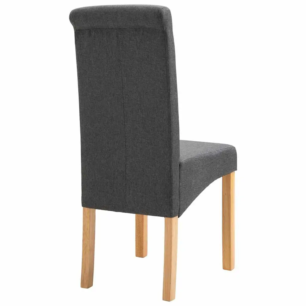 Dining Chairs Grey Fabric Set of 2 Wooden Frame Kitchen Living Room Seating