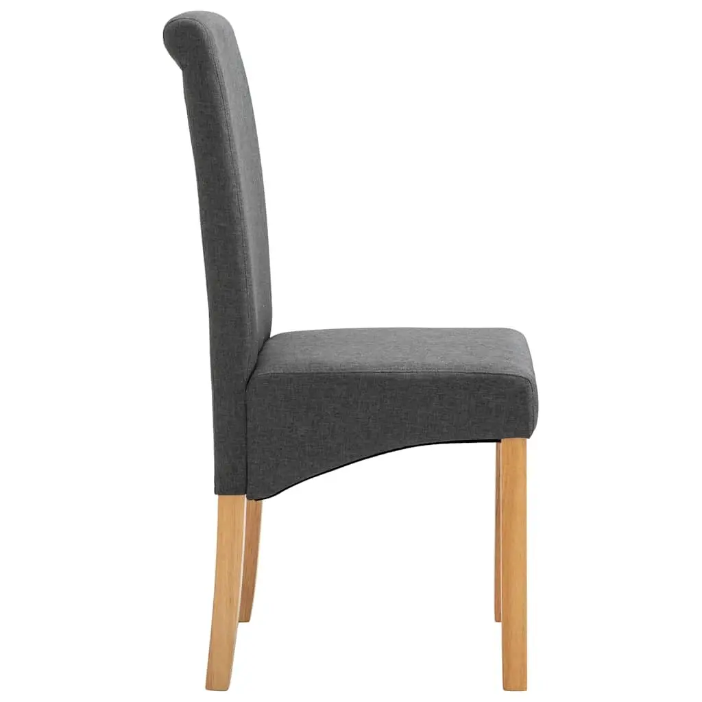 Dining Chairs Grey Fabric Set of 2 Wooden Frame Kitchen Living Room Seating