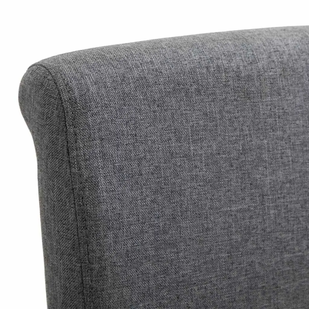 Dining Chairs Grey Fabric Set of 2 Wooden Frame Kitchen Living Room Seating