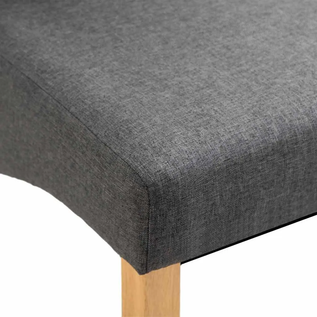 Dining Chairs Grey Fabric Set of 2 Wooden Frame Kitchen Living Room Seating