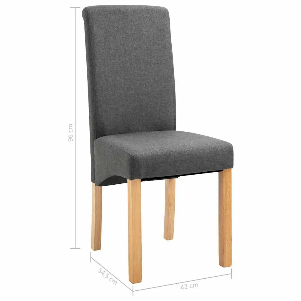 Dining Chairs Grey Fabric Set of 2 Wooden Frame Kitchen Living Room Seating