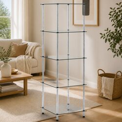5-Tier Glass Shelf Unit for Stylish Home Display