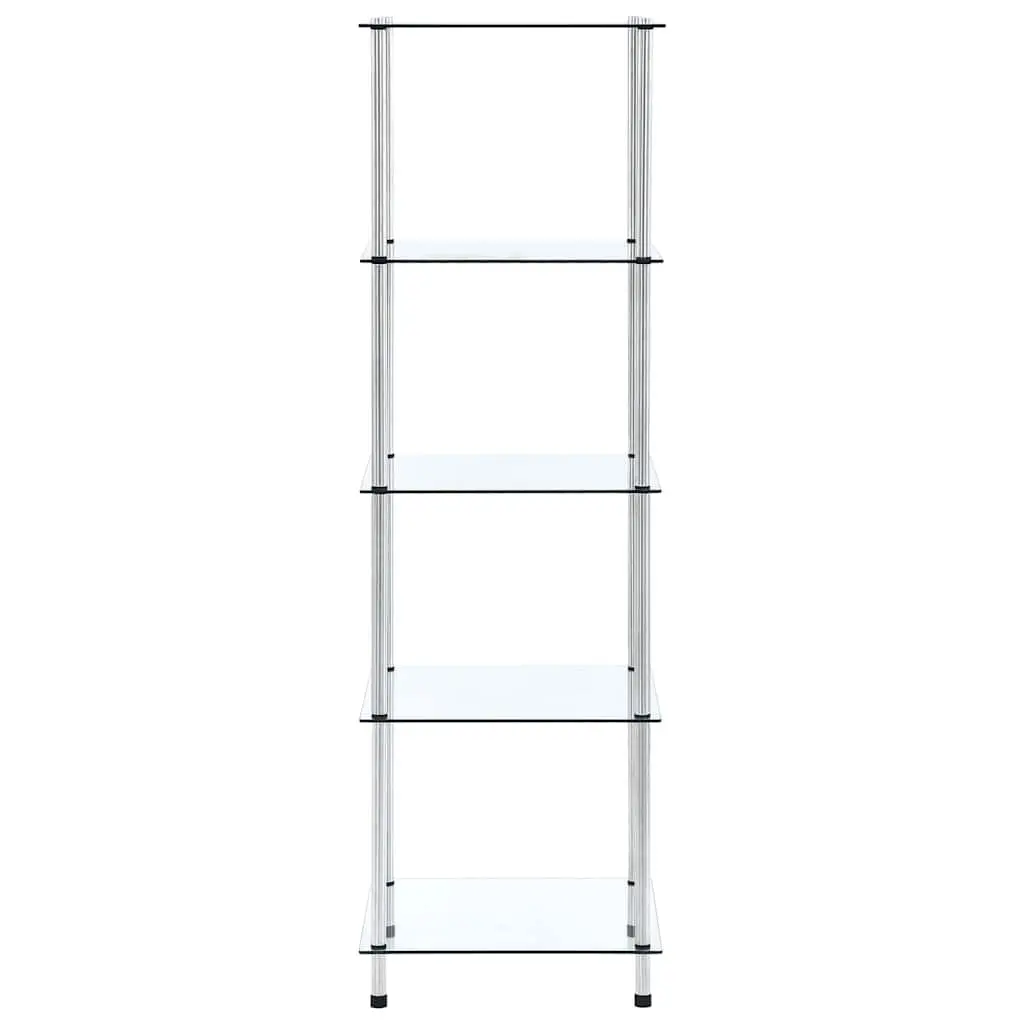 5-Tier Standing Shelf Transparent Tempered Glass Storage Unit