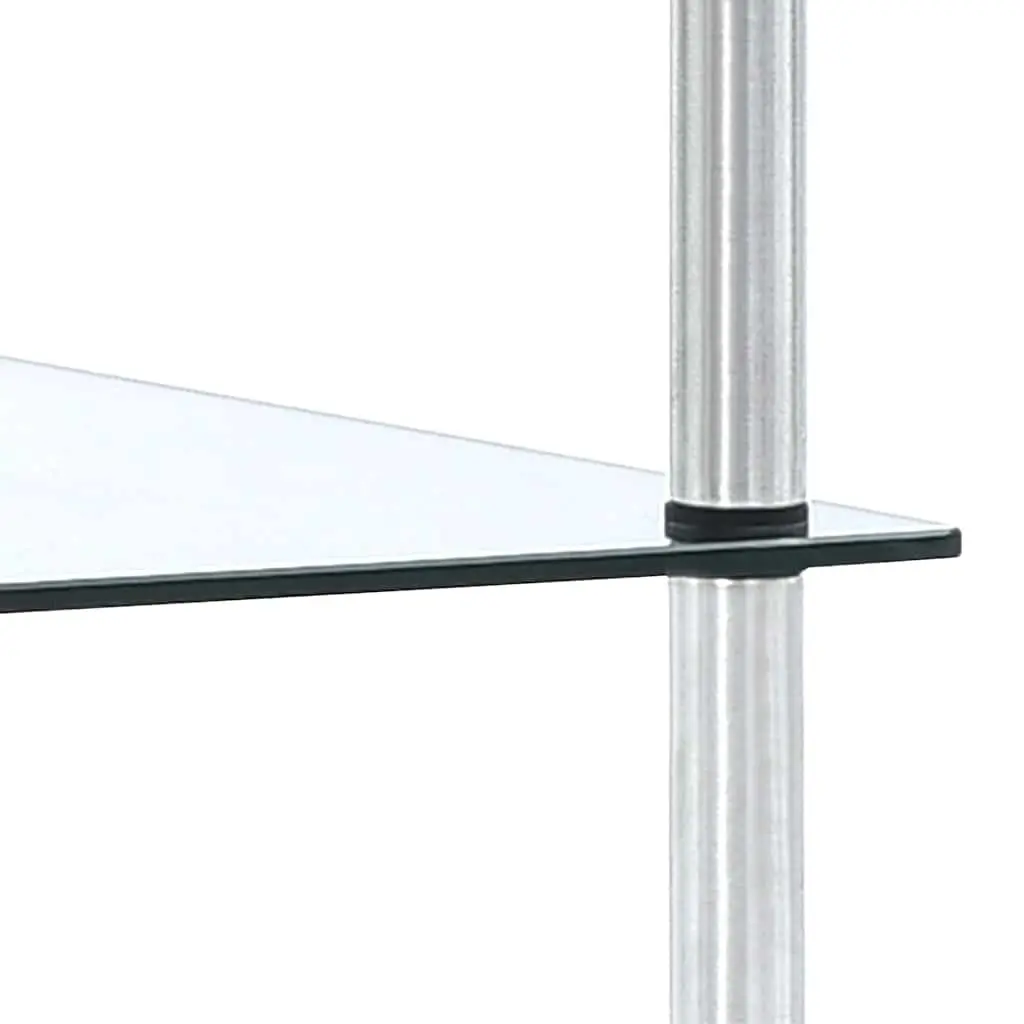 5-Tier Standing Shelf Transparent Tempered Glass Storage Unit