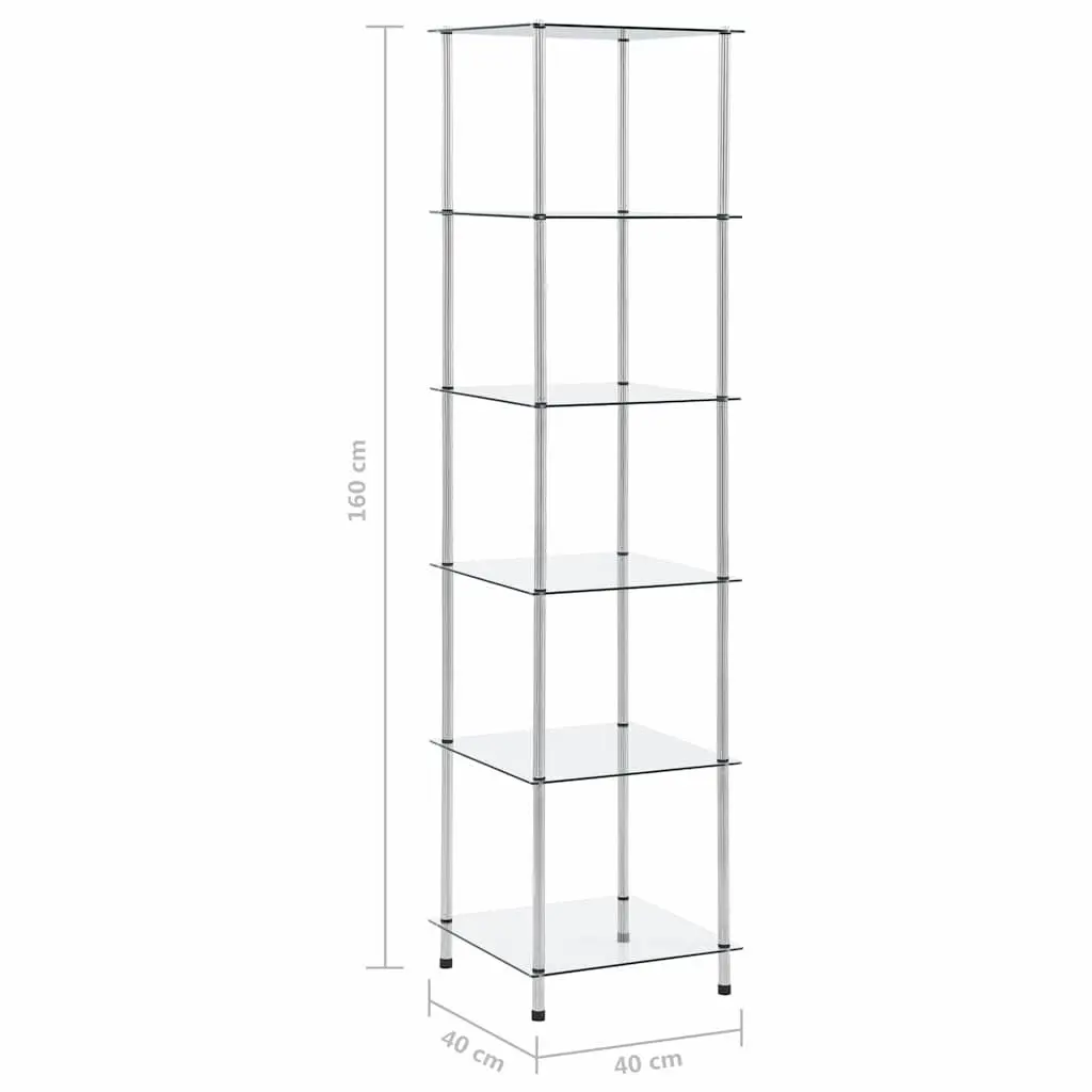 6-Tier Tempered Glass Shelf Unit 40x40x160cm