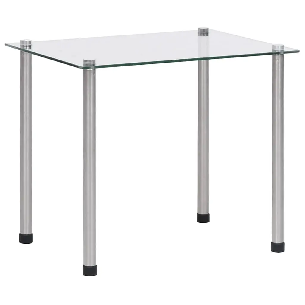 Nesting Tables Set Modern Transparent Glass Stainless Steel Legs 3 Pieces