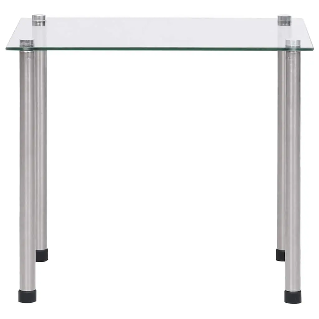 Nesting Tables Set Modern Transparent Glass Stainless Steel Legs 3 Pieces