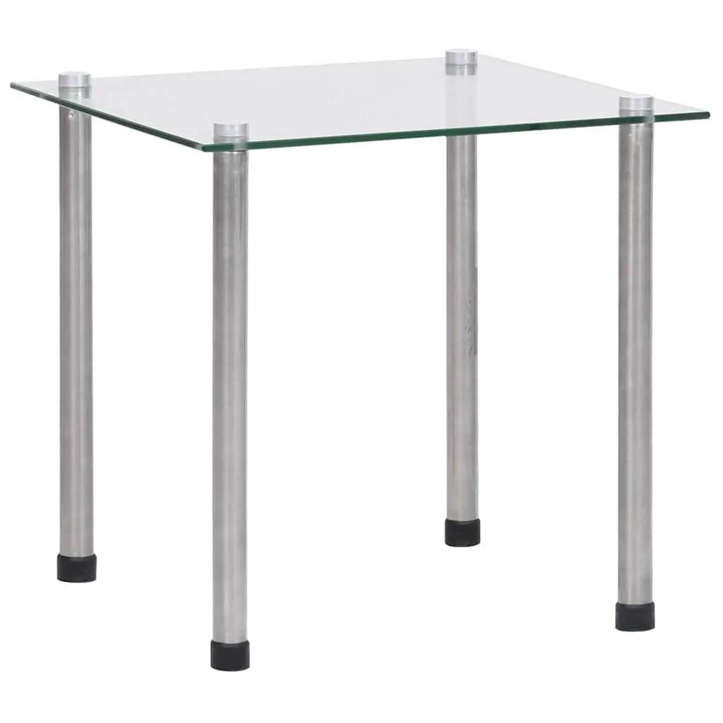Nesting Tables Set Modern Transparent Glass Stainless Steel Legs 3 Pieces