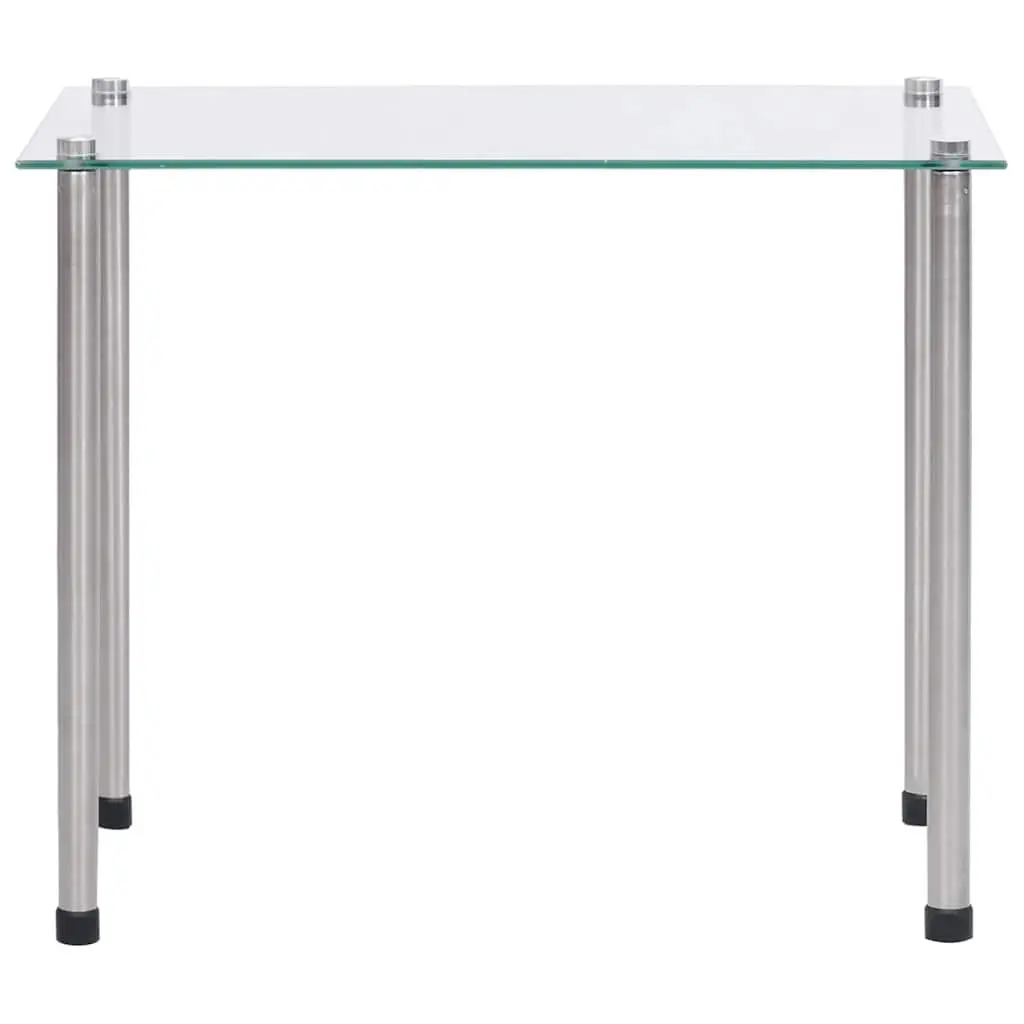 Nesting Tables Set Modern Transparent Glass Stainless Steel Legs 3 Pieces