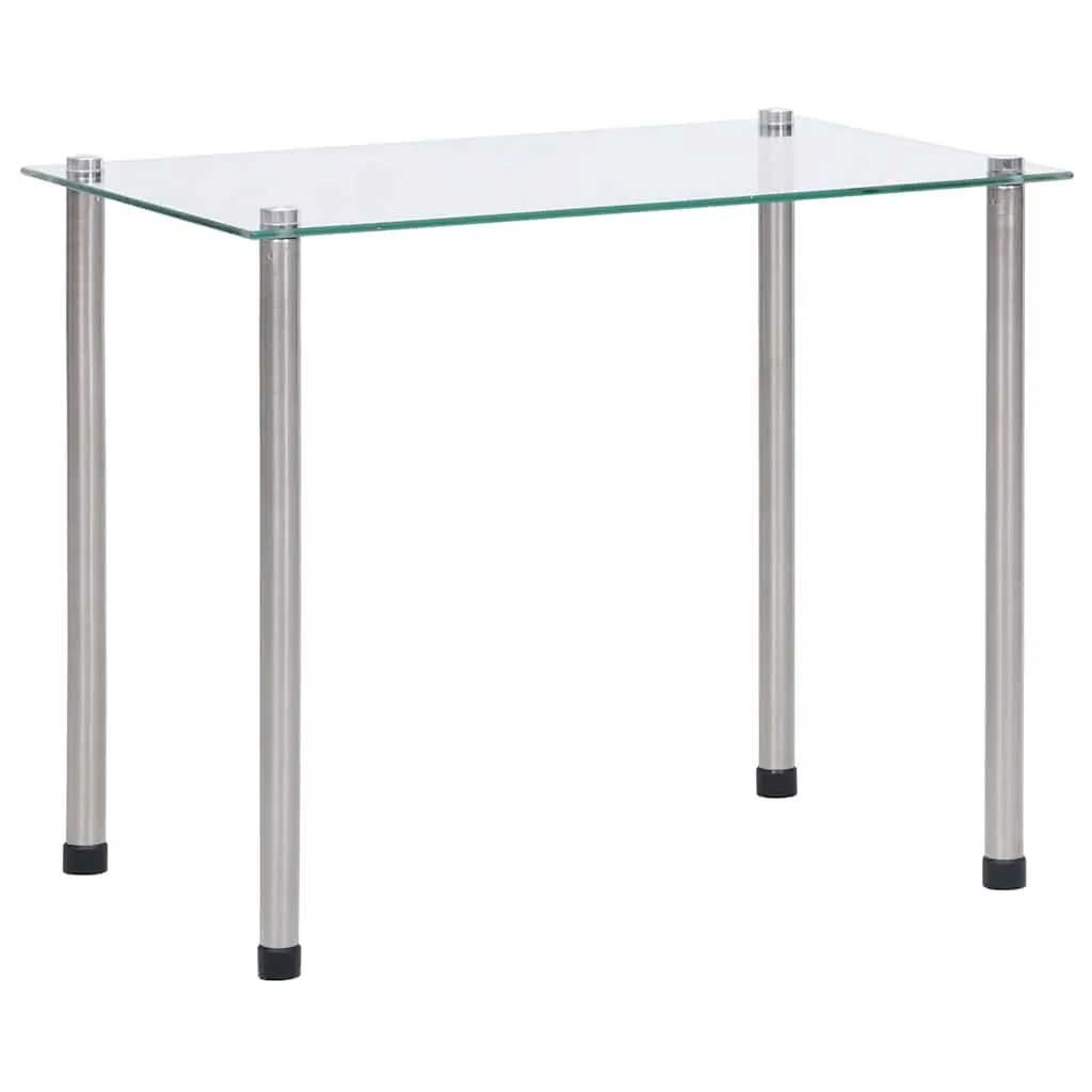 Nesting Tables Set Modern Transparent Glass Stainless Steel Legs 3 Pieces