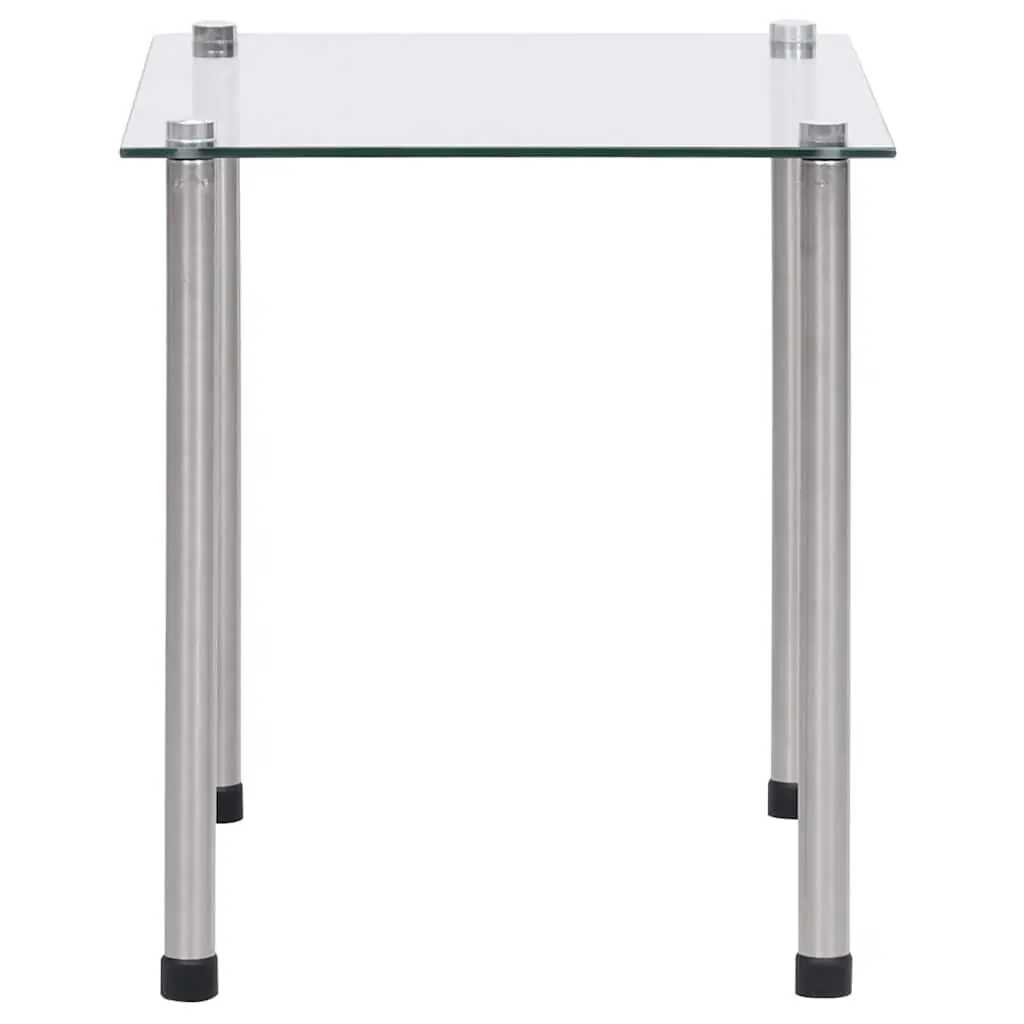 Nesting Tables Set Modern Transparent Glass Stainless Steel Legs 3 Pieces
