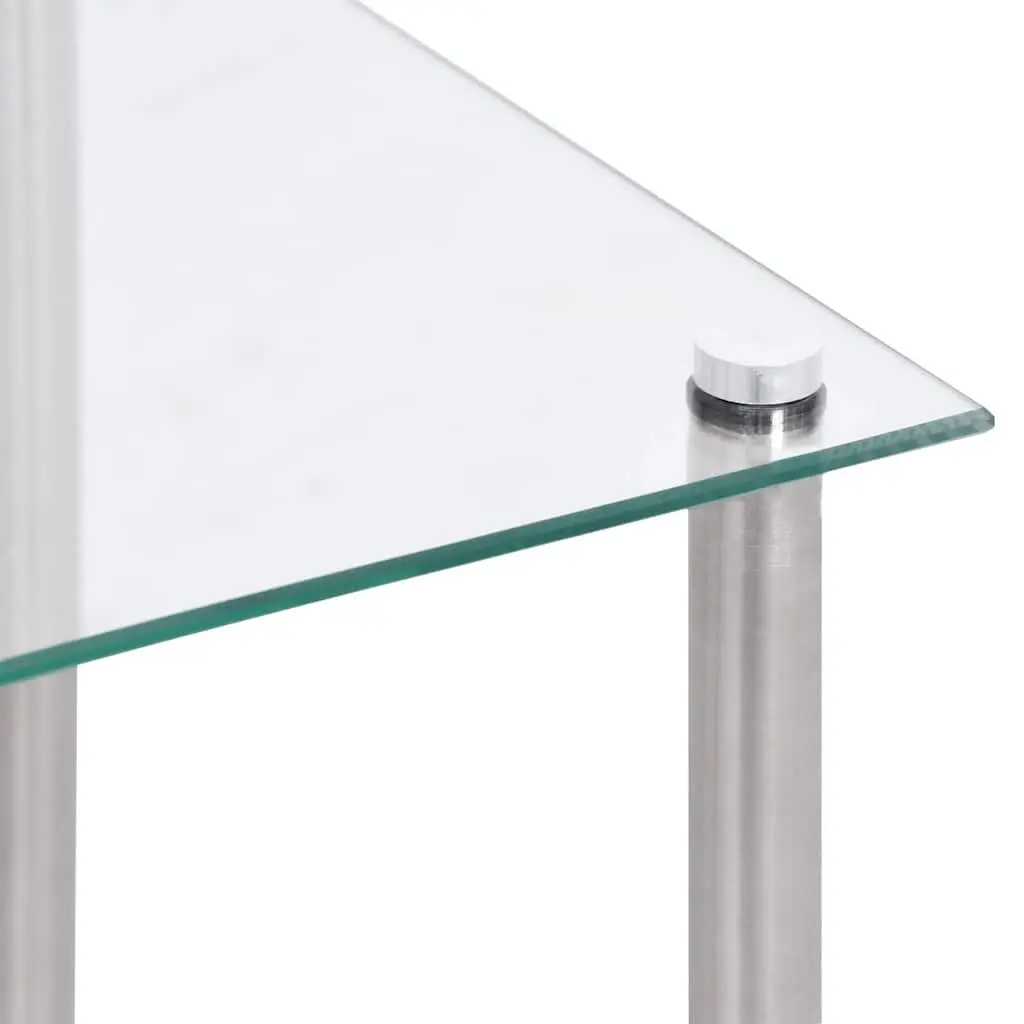 Nesting Tables Set Modern Transparent Glass Stainless Steel Legs 3 Pieces