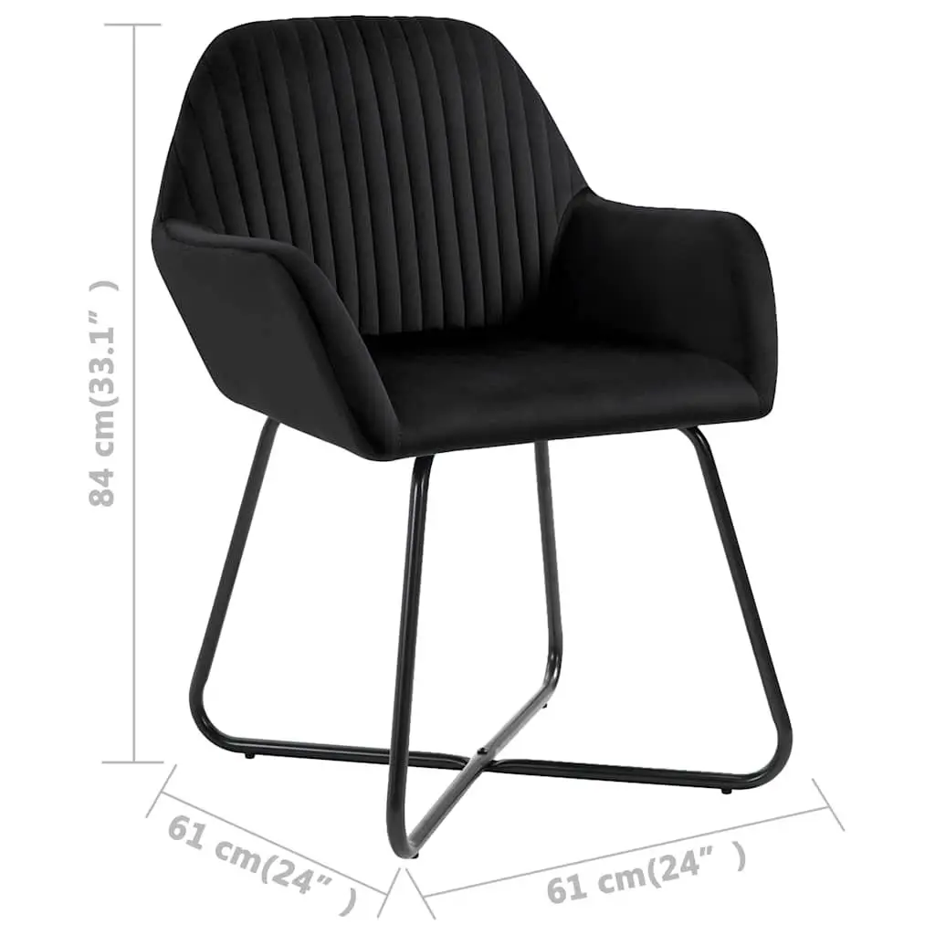 Dining Chairs Black Velvet 2 pcs Kitchen Living Room Seating with Armrests